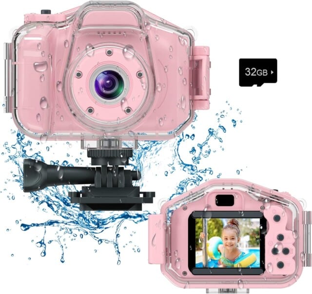 goigo Kids Waterproof Camera - Children Underwater HD Video Digital Camcorder, Portable Travel Toy for Toddler - Ideal Christmas Birthday Gifts for Boys