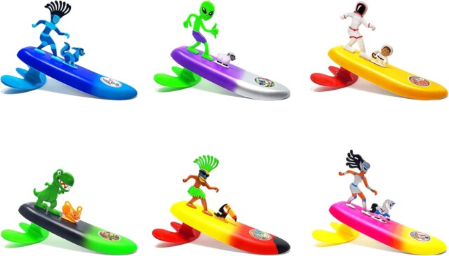 Surfer Dudes Legends & Surfer Pets Wave Powered Mini-Surfer, Pet and Surfboard Beach Toy - Rincon Rex and Santa Cruz for best beach toys