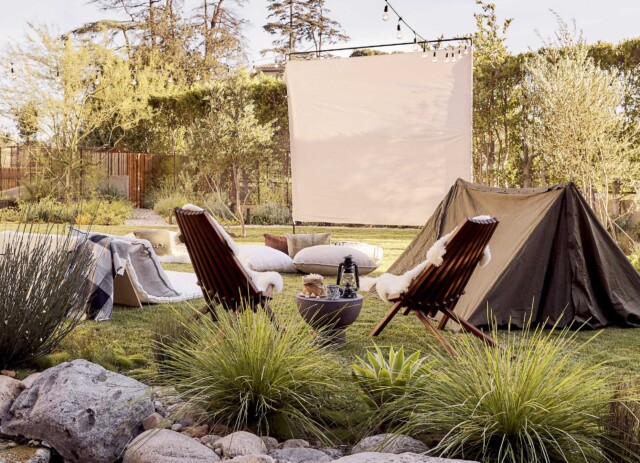 Emily Henderson Backyard Movie Night Camping Theme