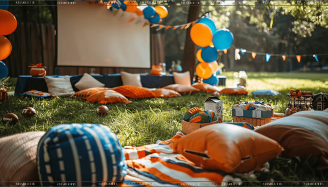 First Down Football Party for Outdoor Movie Night Ideas