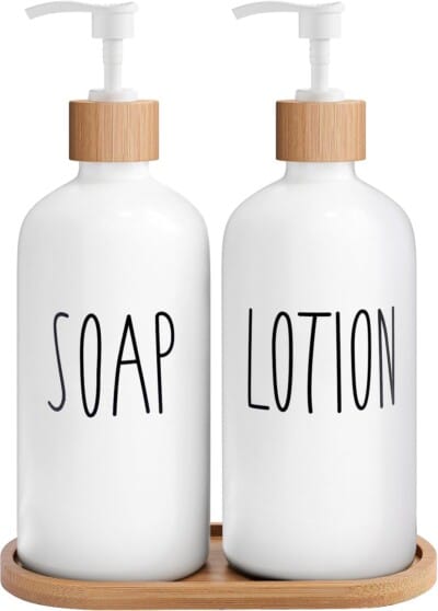 hite Soap Dispenser Bathroom Set, Soap and Lotion Dispenser Set Suitable for Bathroom Accessories Decor