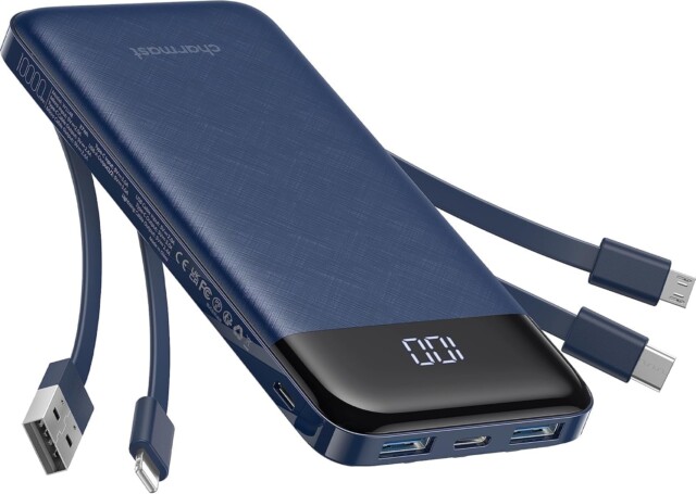Portable Power Bank with Cords