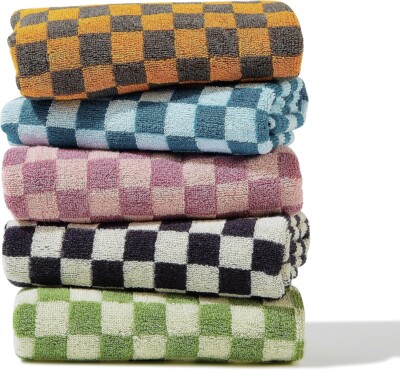 Madi-Cadi Hand Towels 5 Pack - Cotton Face Towels Soft, Absorbent, and Decorative Checkered Design for Bathroom for amazon bathroom decor