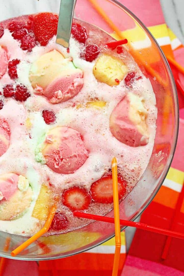 Rainbow Sherbet Punch for lemonade cocktails