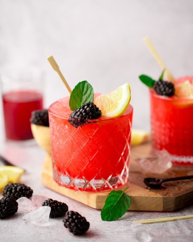 Spiked Frozen Lemonade with Blackberry & Mint cocktails