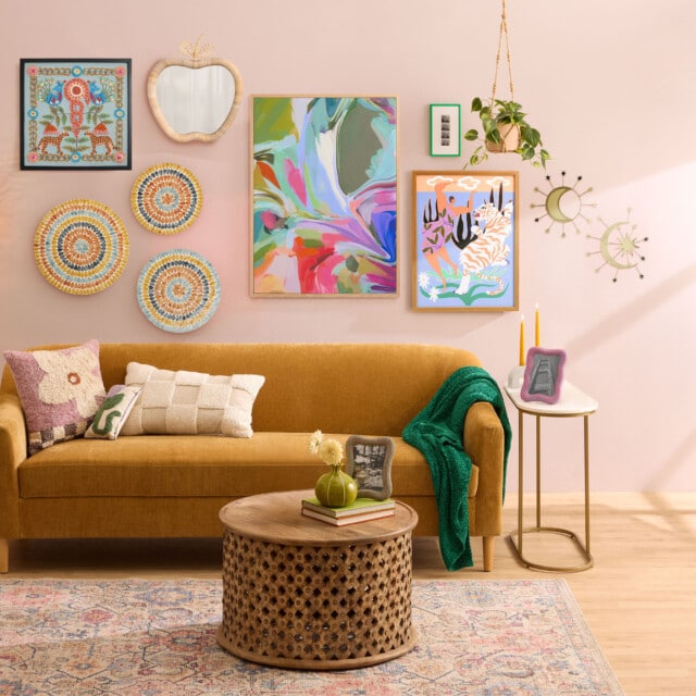 Natural Rattan Woven Apple Shaped Mirror for decorative wall mirrors