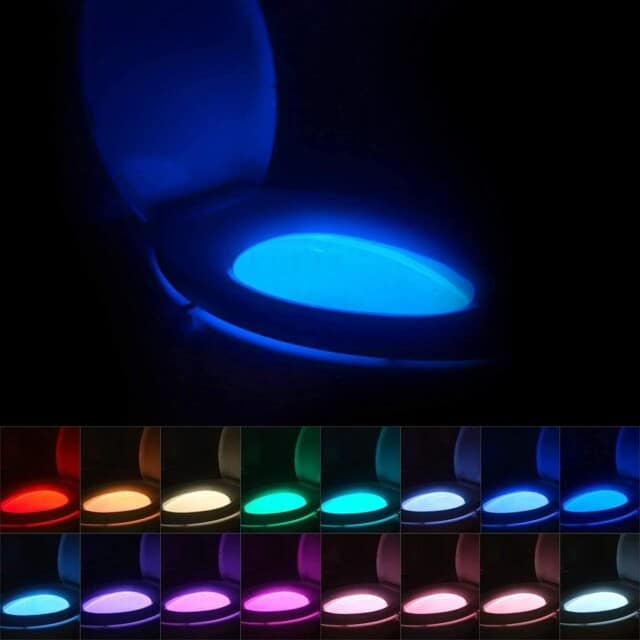 Chunace Toilet Bowl Night Light Motion Sensor, 16 Color Changing LED Gadgets for Bathroom Accessories Decor, Cool Gag Stuff for Men, Kids, Funny Stocking...