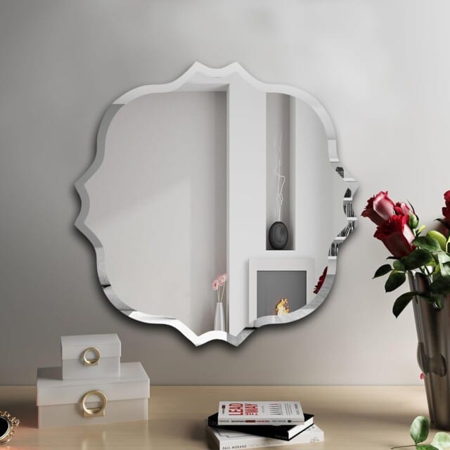Frameless Beveled Scalloped Mirror