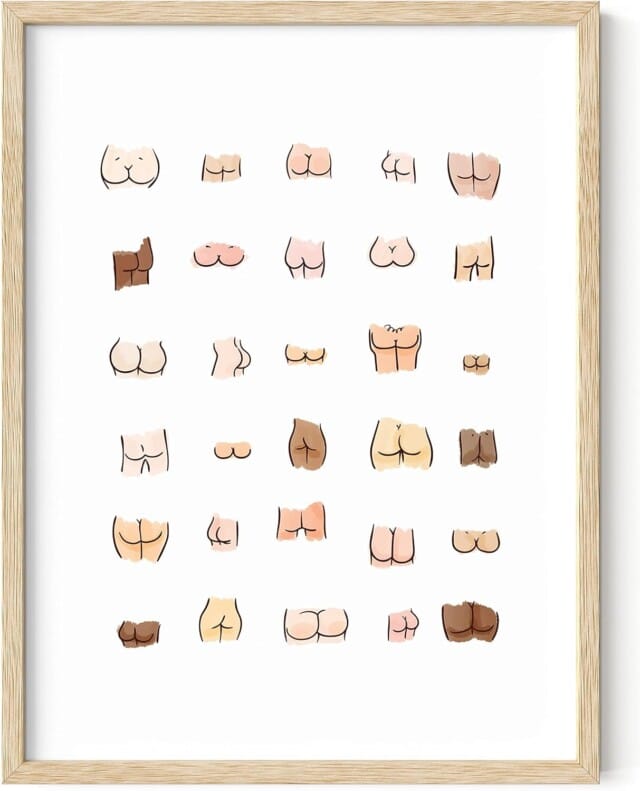 Funny Butts Collage Cute Bathroom Decor