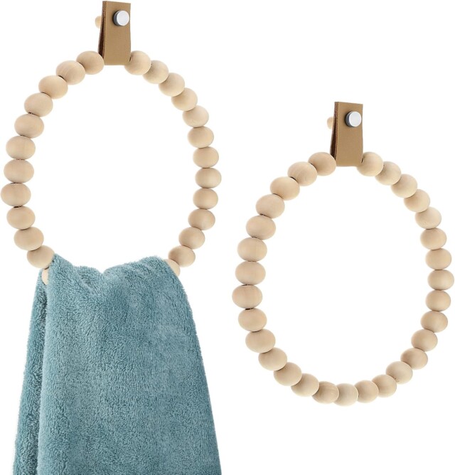Wooden Bead Towel Rings for Bathroom