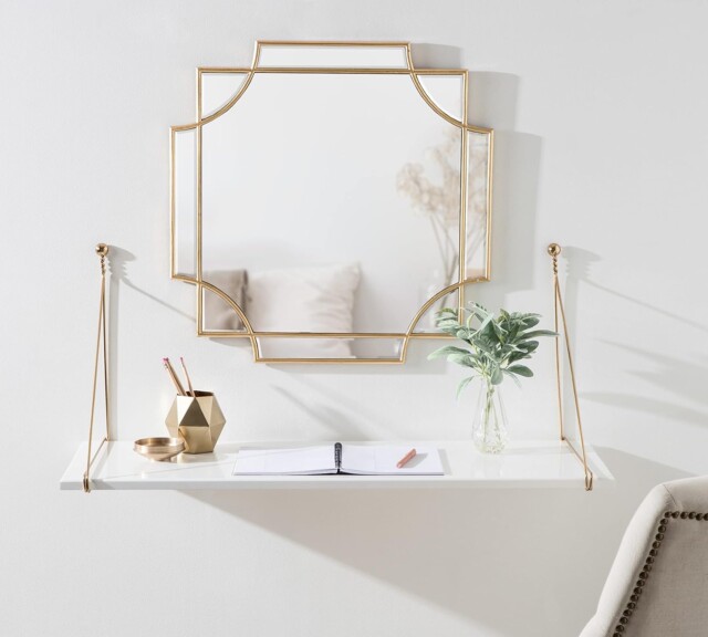 Kate and Laurel Minuette Glam Square Wall Mirror,