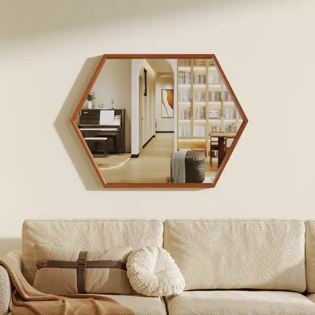 Aristidis Hexagonal Solid Wood Mirror