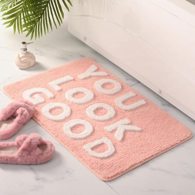 You Look Good Bath Mat Cute Pink Bathroom Rugs
