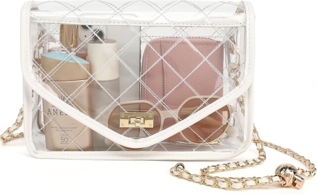 YGR Clear Bag for Stadium Events Clear Purse for Women Quilted PVC Clear Crossbody Bag Stadium Approved for Concerts
