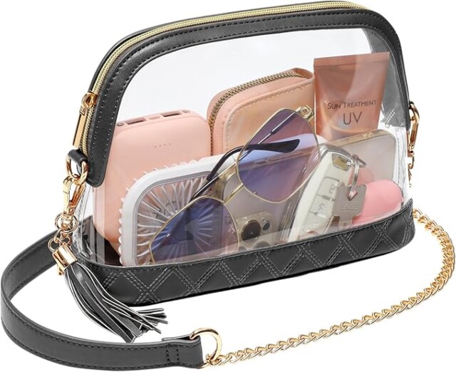 PACKISM Clear Bag for Stadium events - Cute Clear Purse for Women Crossbody & Adjustable Chain for Sports Games Concerts