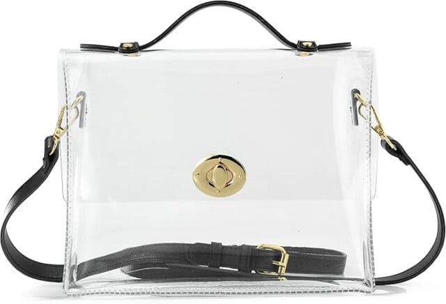 Clear Bag with Turn Lock Closure Women's Cross Body Handbags Stadium Approved
