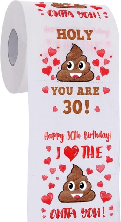 Happy Prank Toilet Paper - 30th Birthday Decorations, 