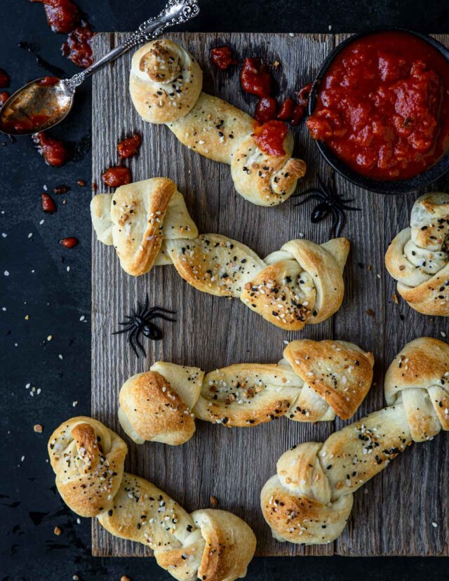 Bloody Bone Breadsticks for Halloween food ideas