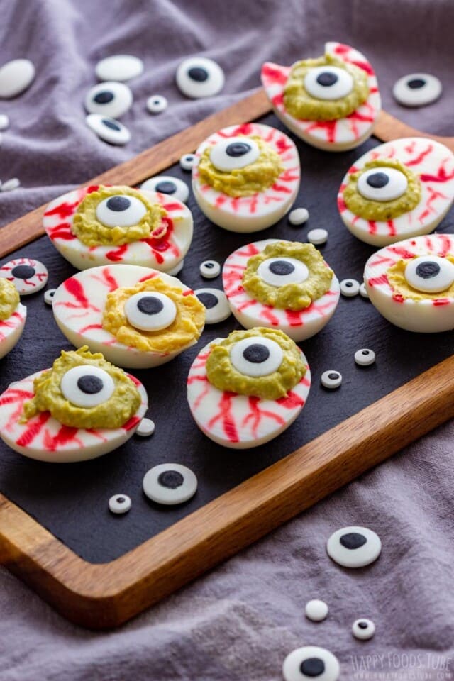 Eyeball Deviled Eggs for Halloween food ideas