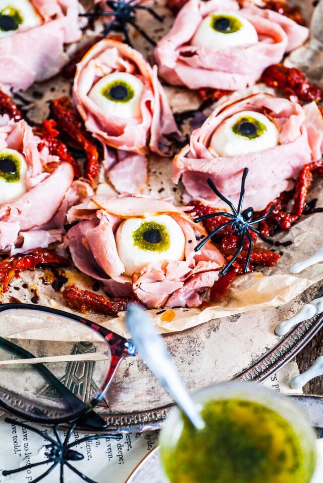 Halloween Antipasto Eyeballs Appetizer