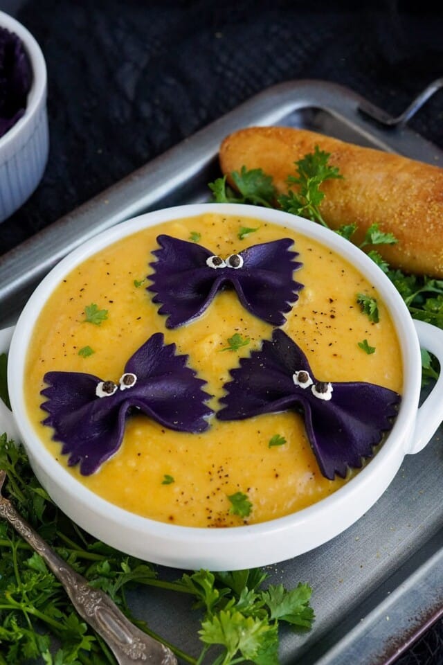 Halloween Butternut Squash Bat Soup
