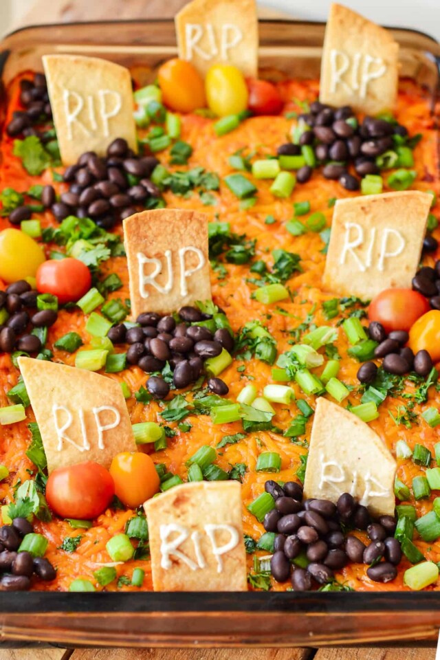 Halloween Taco Dip for Halloween food ideas