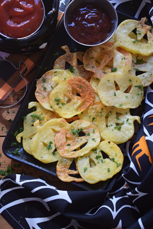 Jack-O-Lantern Potato Chips recipe for Halloween food ideas