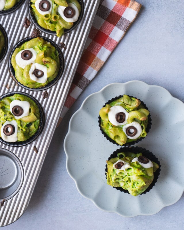 Monster Mac and Cheese Cups for Halloween side dishes
