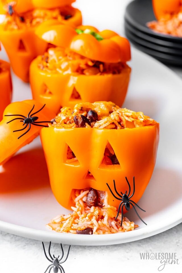 jack-o-lantern stuffed peppers recipe for halloween recipes