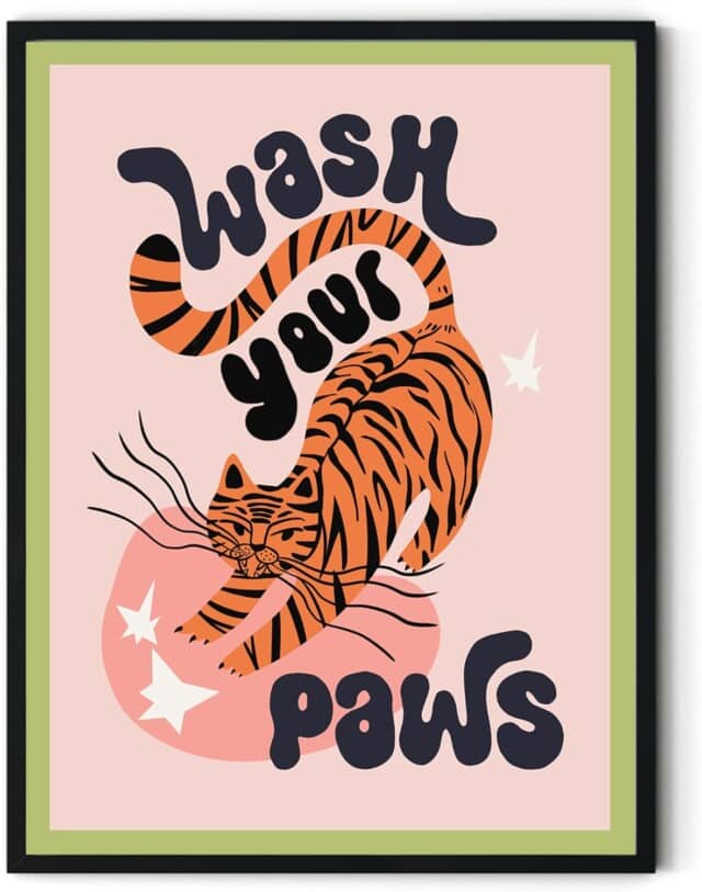 Wash Your Paws Bathroom Print for amazon wall decor