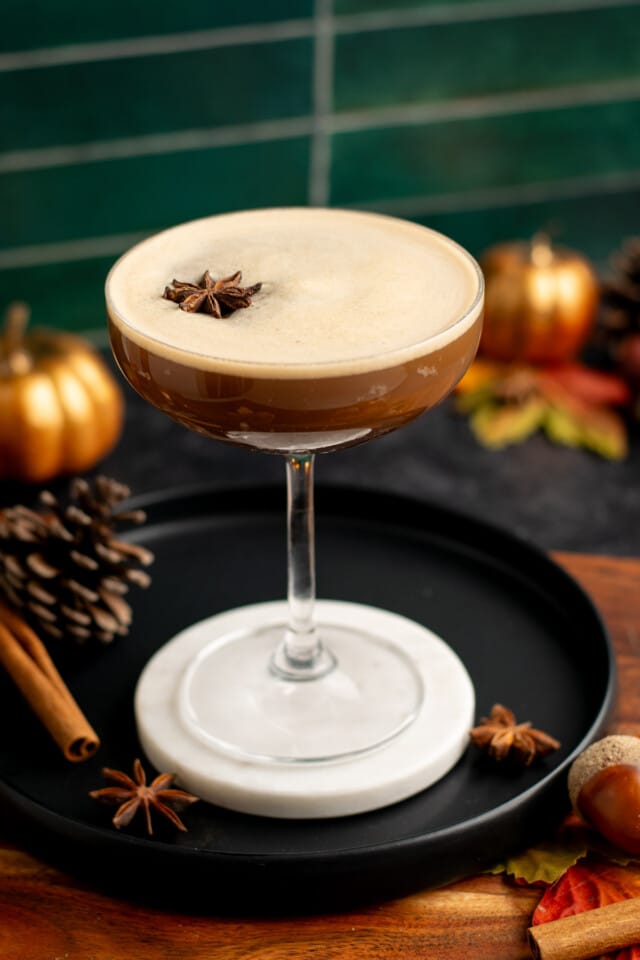 Chai Espresso Martini for thanksgiving day cocktail recipes