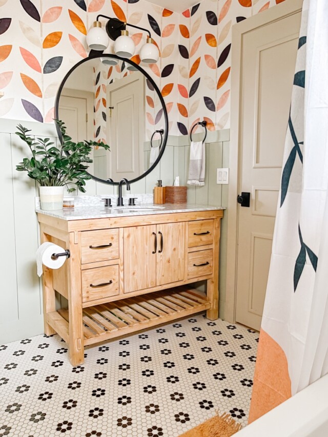 Colorful Boho 1970’s Bathroom Remodel for small bathroom ideas