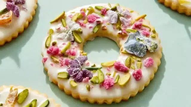 Embellished Wreath Cookies for edible flowers recipes