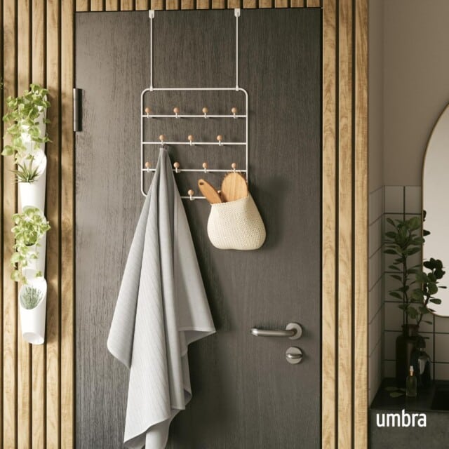 Umbra Estique Over The Door Coat Rack & Multi-Use Organizer, for Coats, Bags, Hats & More