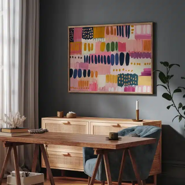 Colorful Abstract Wall Art &ndash; Bold Modern Painting FRAMED Art Print