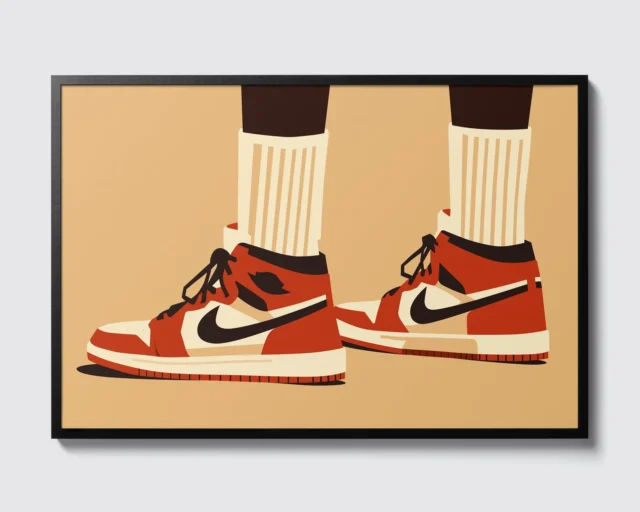 Jordan 1 Sneaker Art Print &ndash; Retro High-Top Shoe Poster