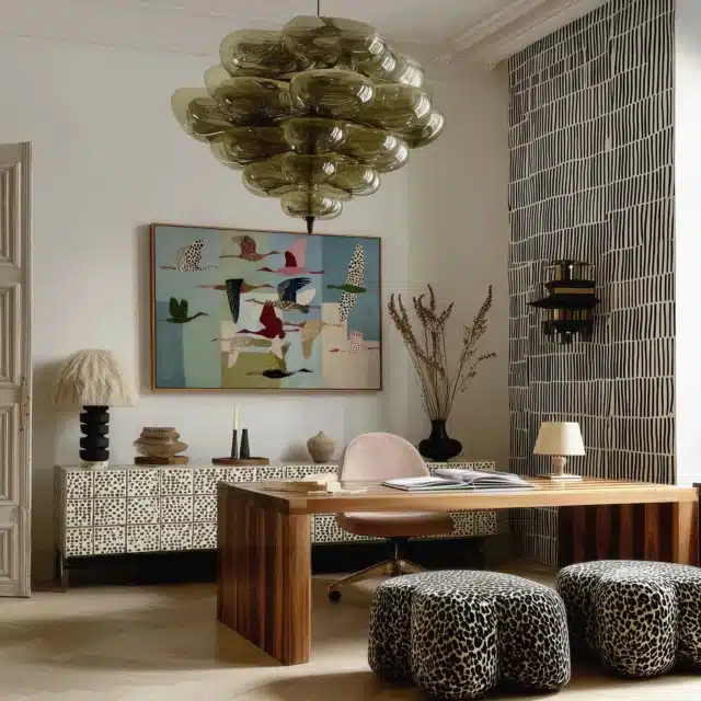 Whimsical Birds Art Print- Colorful Crane Illustration, Modern Folk Decor